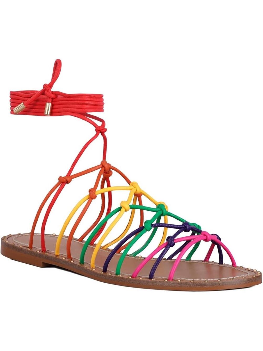 Luiza Barcelos Women’s Size 9B Rainbow Leather Strap Flat Sandals